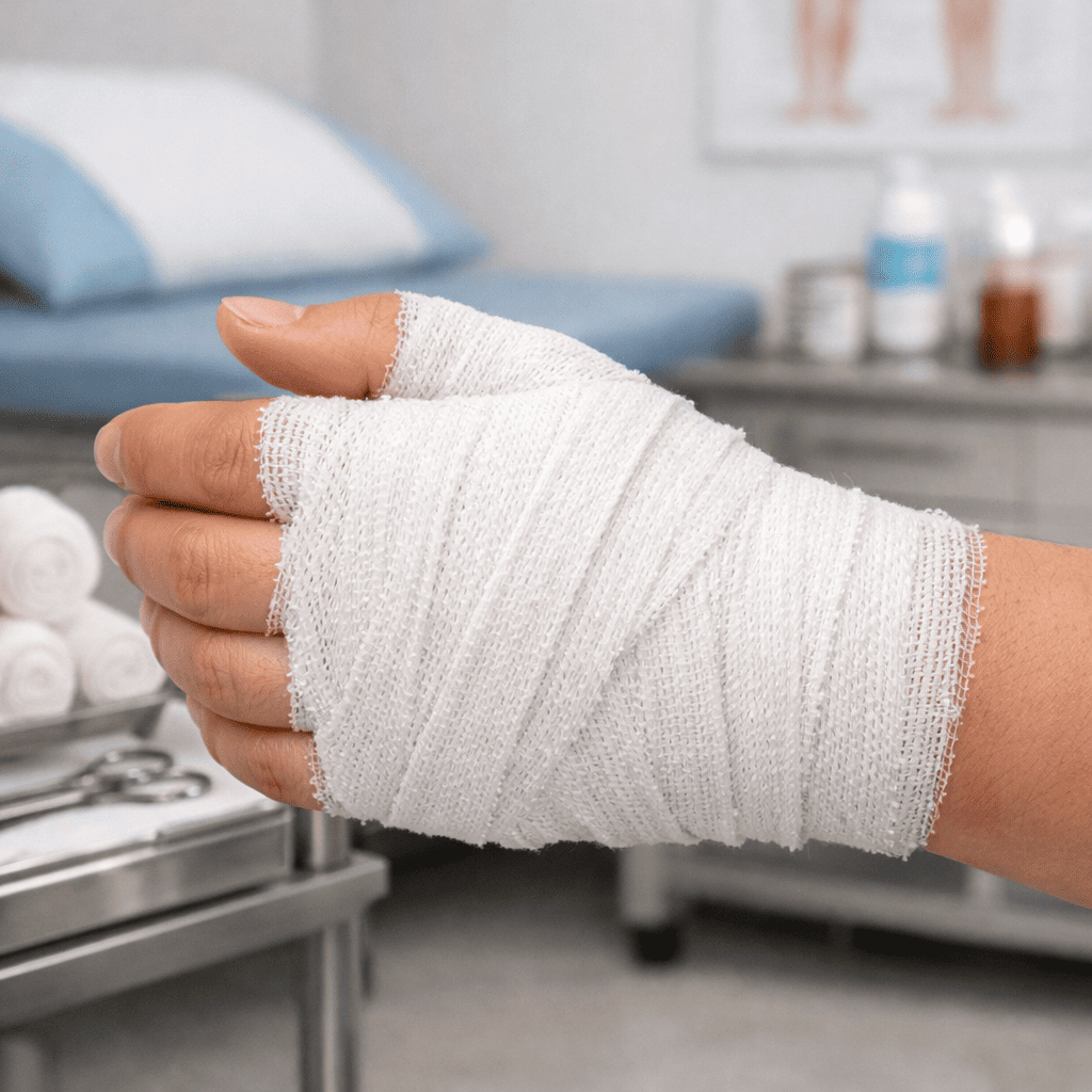 bandaged hand